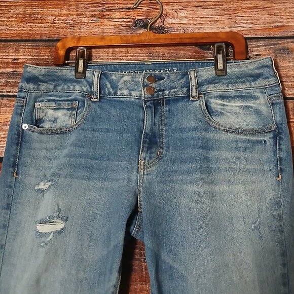 American Eagle Jeans Size 14 Artist Stretch Flare Leg Low Rise Distressed 2013 - Picture 4 of 10